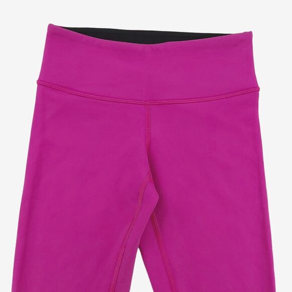 Lululemon Reversible Wunder Under Crop Leggings Womens 2 Black Pink Gym Yoga - Picture 2 of 12